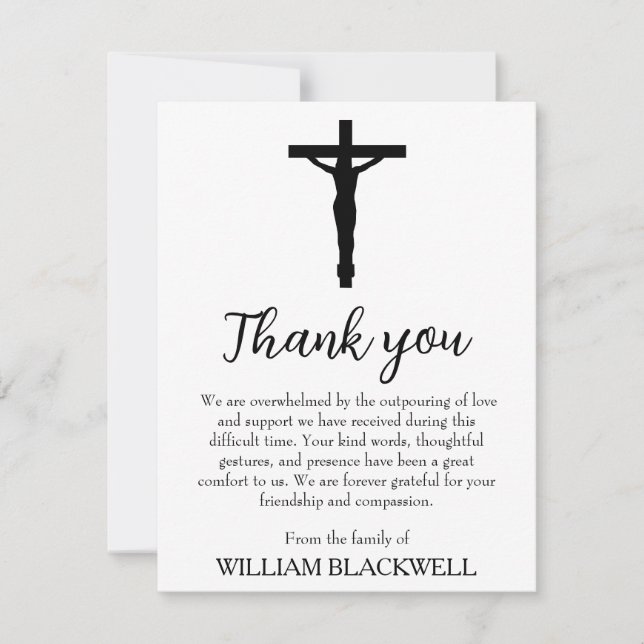 Schwarz-Weiß-Begräbniskarten Dankeskarte (Vorderseite)