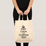 Schwarz-Weiß-Behielt Lebensmittelladen Tragetasche<br><div class="desc">Schwarz-Weiß Behalt Calm Lebensmittelgeschäft Tote Tasche. Funny Mem Taschen. Moderne Typografie mit Krone.</div>