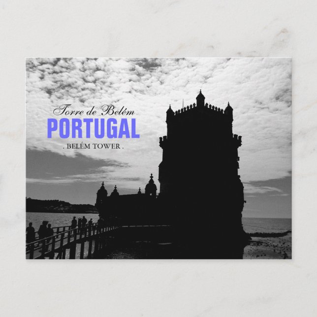 Schwarz-weiß Belem Tower Silhouette 2 | Torre Bele Postkarte (Vorderseite)