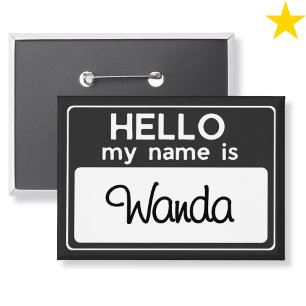 Schwarz Weiß Benutzerdefinierter Name Hallo, mein  Button