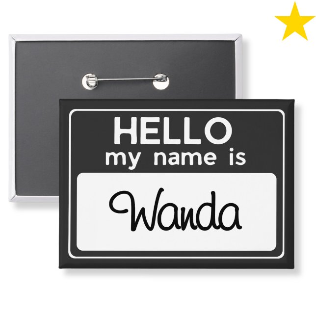 Schwarz Weiß Benutzerdefinierter Name Hallo, mein  Button (Von Creator hochgeladen)
