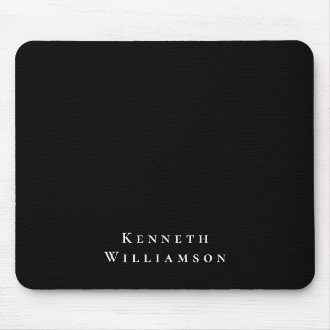 Schwarz Weiß Benutzerdefinierter Name Minimalistis Mousepad (Vorne)