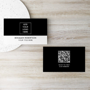 Schwarz Weiß Benutzerdefiniertes Logo QR-Code Mode Visitenkarte