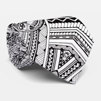 Schwarz-Weiß-Beruflich-Tribal-Tattoo-Muster Krawatte