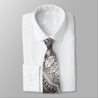 Schwarz-Weiß-Beruflich-Tribal-Tattoo-Muster Krawatte