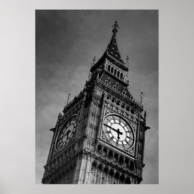 Schwarz & Weiß Big Ben Art Fotografie Poster (Vorne)