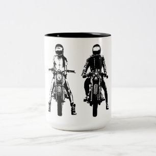 Schwarz-Weiß-Biker Zweifarbige Tasse