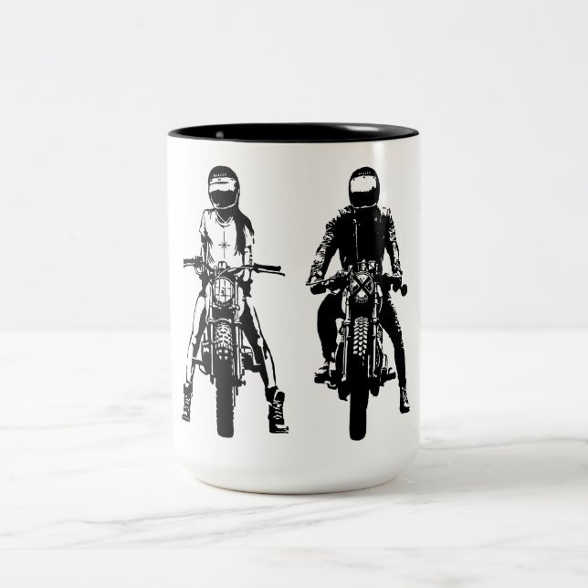 Schwarz-Weiß-Biker Zweifarbige Tasse (Mittel)