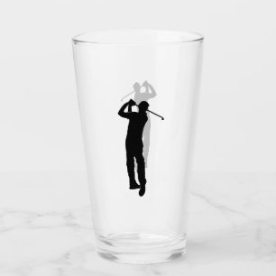 Schwarz-Weiß-Bild eines Golfers Glas
