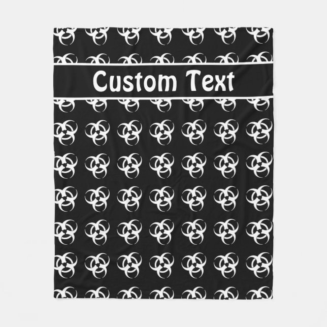 Schwarz-Weiß-Biogefährdung-Warnhinweis mit Text Fleecedecke (Vorderseite)