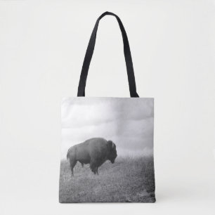 Schwarz-Weiß-Bison auf einem Hügel
