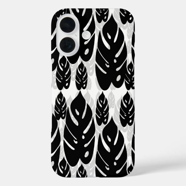 Schwarz-Weiß-Blätter Case-Mate iPhone Hülle (Rückseite)