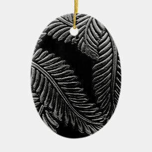 Schwarz-Weiß-Blätter Keramikornament