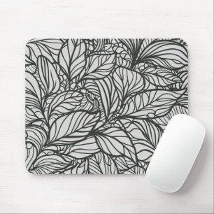 Schwarz-Weiß-Blätter-Muster Mousepad