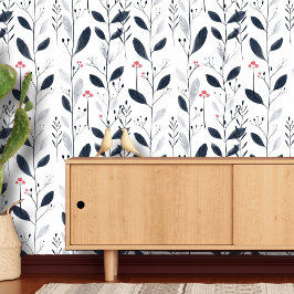 Schwarz-Weiß-Blätter Tapete