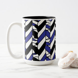 Schwarz Weiß Blau Seil Streifen Zweifarbige Tasse