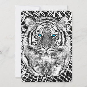 Schwarz-Weiß-blaue Augen Tiger Graphic