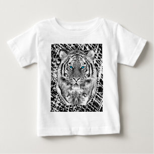 Schwarz-Weiß-blaue Augen Tiger Graphic Baby T-shirt