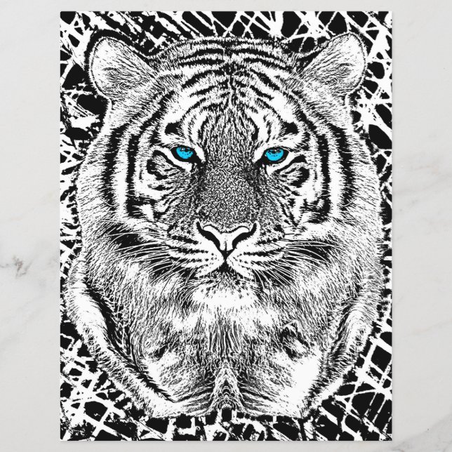 Schwarz-Weiß-blaue Augen Tiger Graphic Flyer (Vorne)