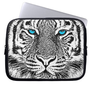 Schwarz-Weiß-blaue Augen Tiger Graphic Laptopschutzhülle