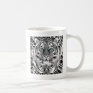 Schwarz-Weiß Blaue Augen wilde Tiger Gesicht Tasse
