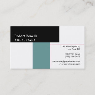 Schwarz-weiß Blue Modern Consulting Business Card Visitenkarte