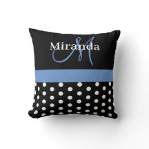 Schwarz-weiß Blue Monogram Script Polka Dots