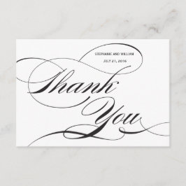 Schwarz-Weiß-Blüh-Hochzeit Danke-Karte Dankeskarte