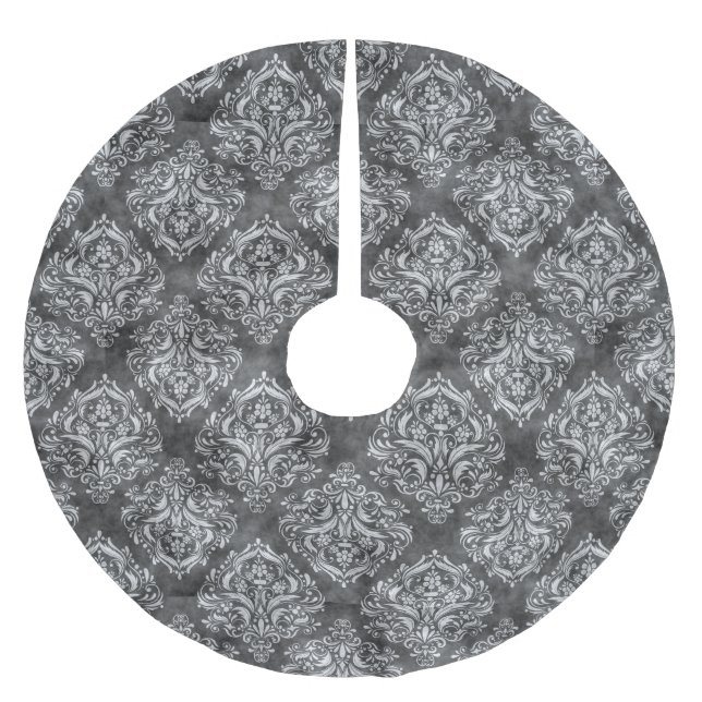 Schwarz-Weiß-Blüh - Weihnachtsbaumrock Polyester Weihnachtsbaumdecke (Vorderseite)
