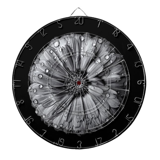 Schwarz-Weiß-Blume 10 Dartscheibe (vorne)
