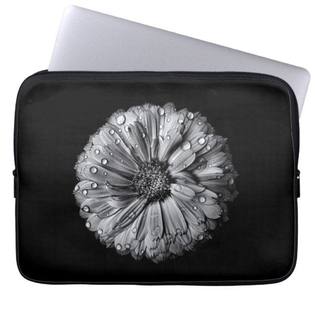 Schwarz-Weiß-Blume 10 Laptopschutzhülle (Vorderseite)