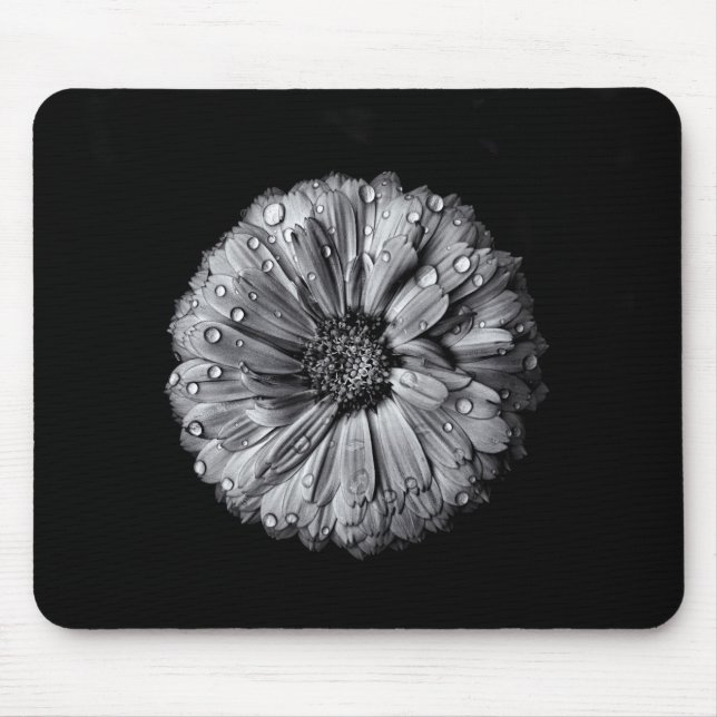 Schwarz-Weiß-Blume 10 Mousepad (Vorne)