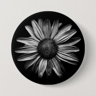 Schwarz-Weiß-Blume 18 Button