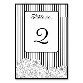 Schwarz-Weiß-Blume auf Streifen Tischnummer
