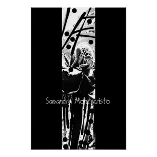 Schwarz-Weiß-Blume-Band-Glossy-Poster Poster