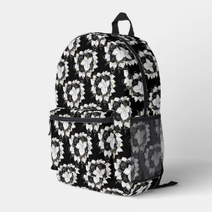 Schwarz-Weiß-Blume Bedruckter Rucksack