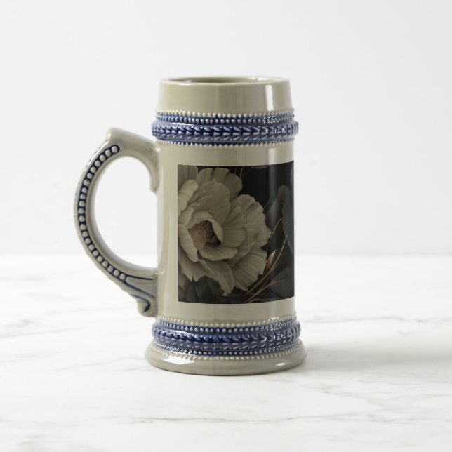 Schwarz-Weiß-Blume Bierglas (Links)