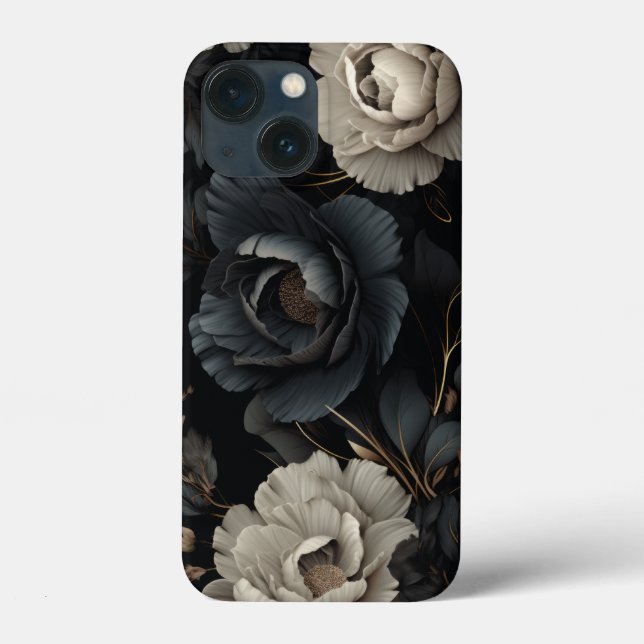 Schwarz-Weiß-Blume Case-Mate iPhone Hülle (Rückseite)