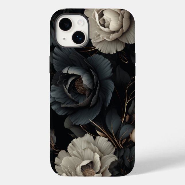 Schwarz-Weiß-Blume Case-Mate iPhone Hülle (Rückseite)