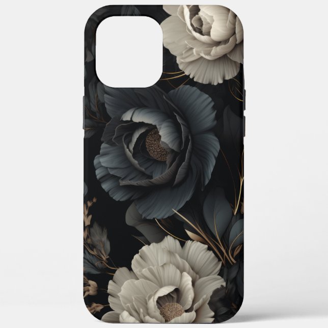 Schwarz-Weiß-Blume Case-Mate iPhone Hülle (Rückseite)