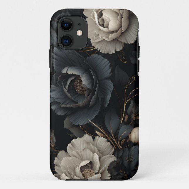 Schwarz-Weiß-Blume Case-Mate iPhone Hülle (Rückseite)