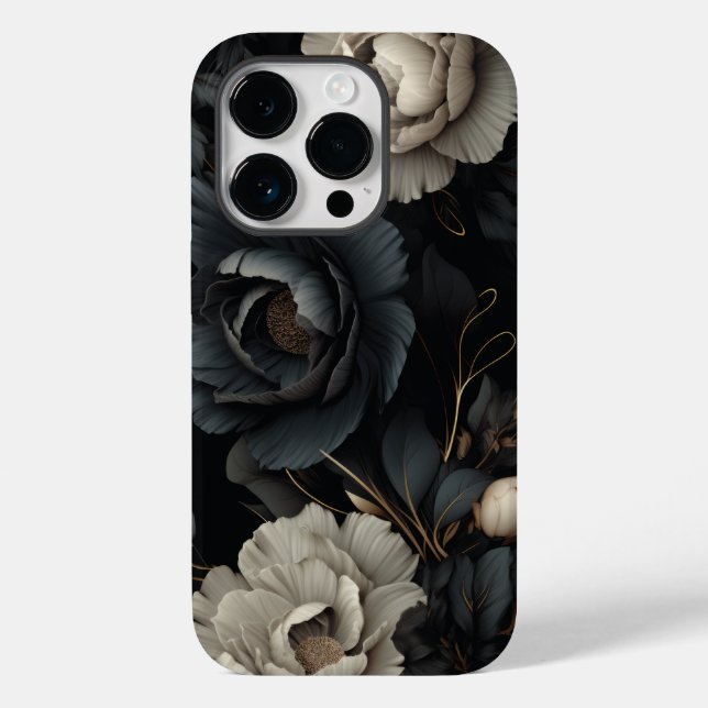 Schwarz-Weiß-Blume Case-Mate iPhone Hülle (Rückseite)