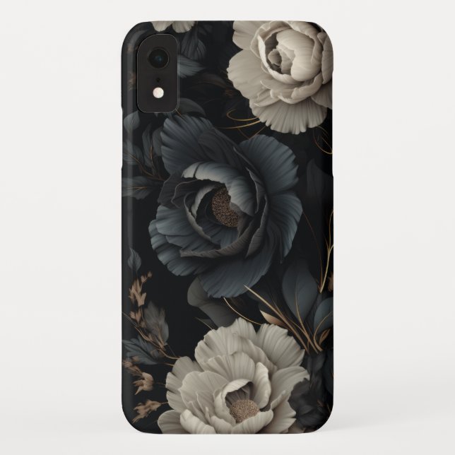 Schwarz-Weiß-Blume Case-Mate iPhone Hülle (Rückseite)