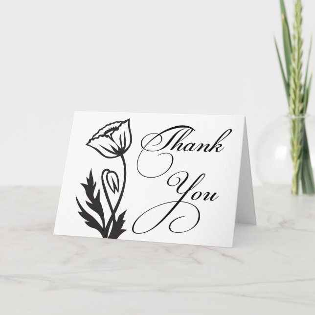 Schwarz-Weiß-Blume Danke-Karte Dankeskarte (Vorderseite)