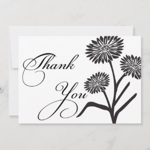 Schwarz-Weiß-Blume Danke-Karte Dankeskarte