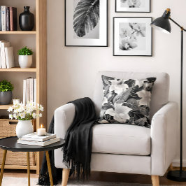 Schwarz-Weiß-Blume der 1920er Jahre Kissen