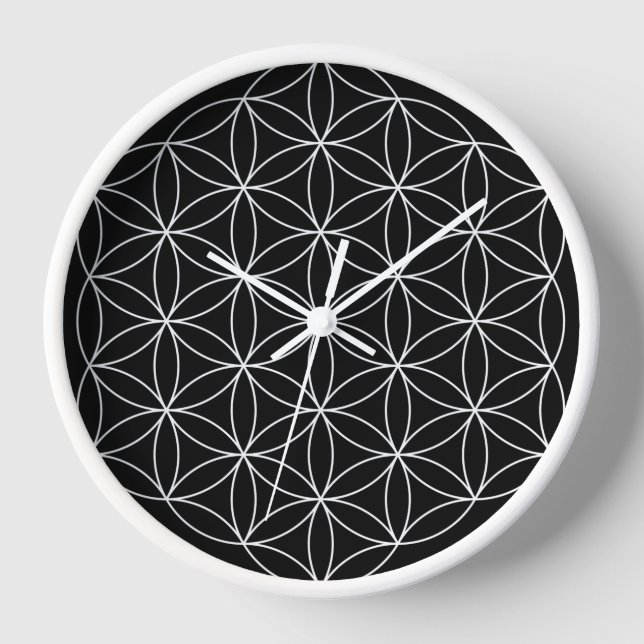 Schwarz-Weiß-Blume der LIfe-Wall-Uhr Uhr (Vorderseite)