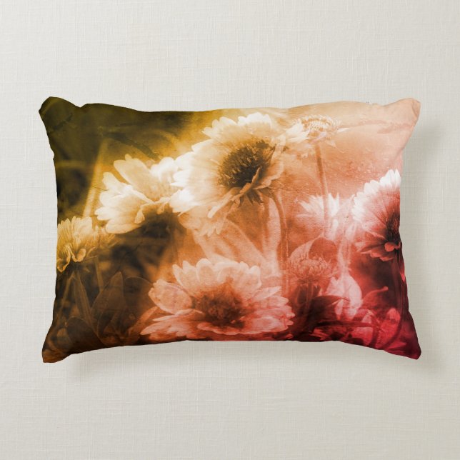 Schwarz-Weiß-Blume erschüttert Vintag Dekokissen (Vorderseite)