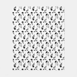 Schwarz-Weiß-Blume Fleece Blanket