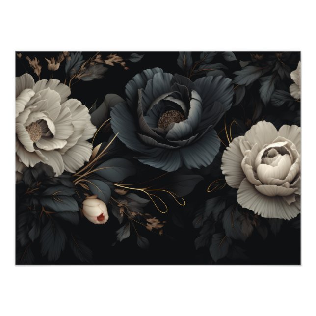 Schwarz-Weiß-Blume Fotodruck (Vorne)
